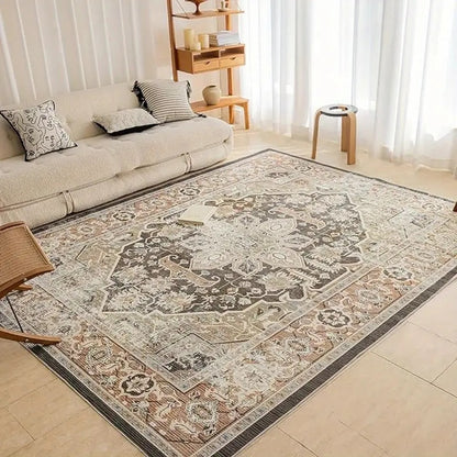 Area Rug Boho Vintage Washable Non-Slip Rug for Living Room Bedroom Traditional Woven Carpet Home Decor