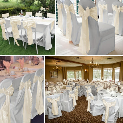 100pcs Satin Chair Sashes Bows for Wedding Banquet Party Event Decoration – 13 Colors, 18×275cm
