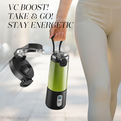 Portable Smoothie Blender USB-C Fast Charge 6-Blade Stainless Steel – Digital Timer Battery Display High-Speed Ice Crush No-Spill Lid | Protein Shake Gym Travel Blender in Black Pink White