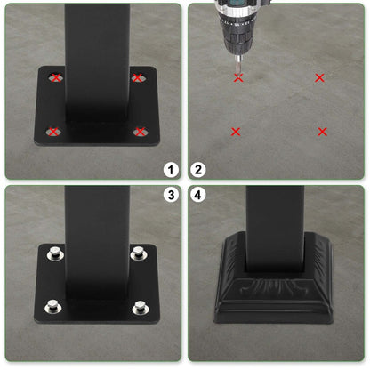 Wrought Iron Stair Handrail for 2-3 Steps - Matte Black & White Powder Coated Iron Picket Railing with Stainless Steel Post Mounts, Indoor Outdoor Home Safety Grab Bar & Accessibility Rail