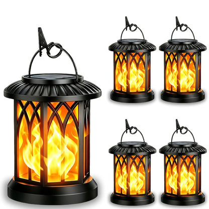 Solar Lantern Outdoor Hanging Lights Flickering Flame IPX5 Waterproof Auto On/Off 12Hrs Garden Yard Patio Decor Classic Black Antiqued Bronze 2 or 4 Pack