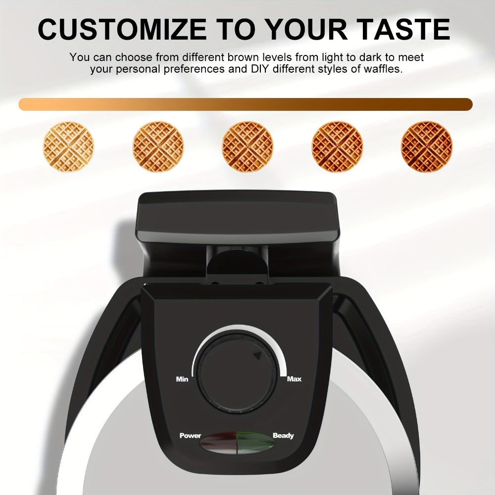 Rotating Belgian Waffle Maker 180° Flip Waffle Iron - Non-Stick Plates, Adjustable Browning Control, Foldable Cool-Touch Handle, Removable Drip Tray, Space-Saving Stainless Steel Design for Home Brunch