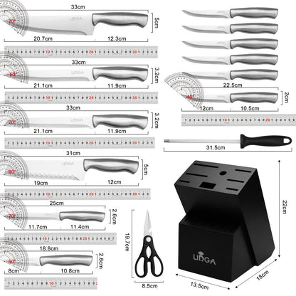 Stainless Steel Kitchen Knife Set Chef Knife Damascus Black Knife Block