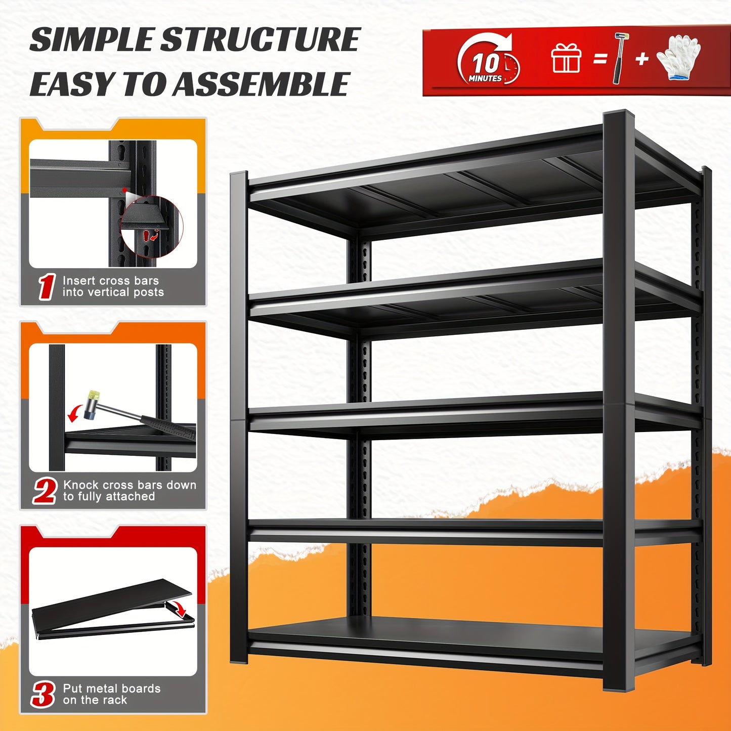 Heavy Duty Metal Garage Shelving Unit 72"H - Adjustable Steel Storage Shelf Rack for Garage, Basement & Warehouse