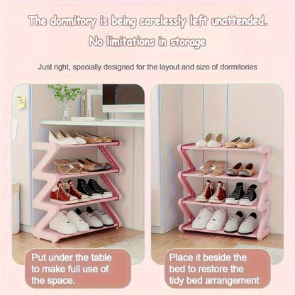 4-Tier Shoe Rack Upgraded Metal Tubes – Multi-Layer Shoe Storage Organizer with Thickened Plastic Parts for Entryway, Doorway, Bedroom, Hallway & Dorm – Graphite Black, Pink, Gray & Blue