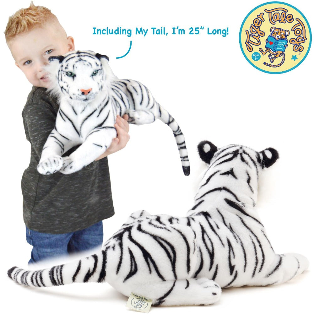 White Tiger Stuffed Animal Plush 17 Inch – Saphed Soft Plush Tiger Toy with Story Card, Premium Acrylic Fill, CPSIA Safe – Perfect Gift for Kids, Boys & Girls Ages 0+