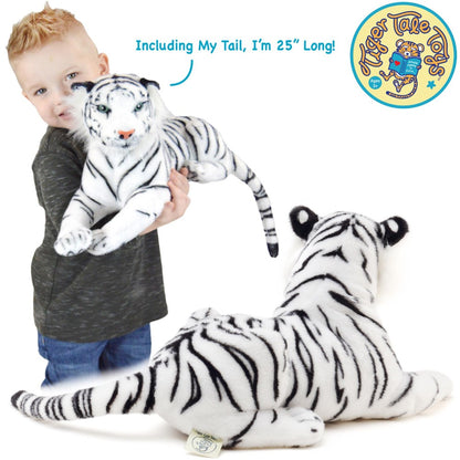 White Tiger Stuffed Animal Plush 17 Inch – Saphed Soft Plush Tiger Toy with Story Card, Premium Acrylic Fill, CPSIA Safe – Perfect Gift for Kids, Boys & Girls Ages 0+