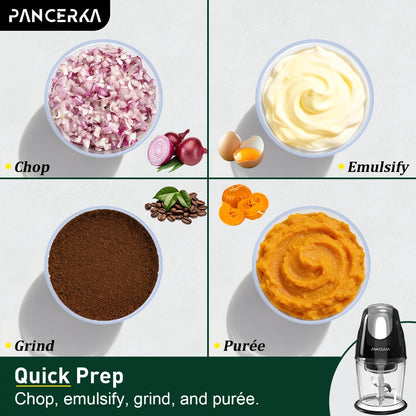 Electric Food Chopper Mini Food Processor – One-Touch 600ml Vegetable Chopper with 4 Stainless Steel Blades, Meat Grinder Blender for Garlic, Fruits, Smoothie, Puree, Black