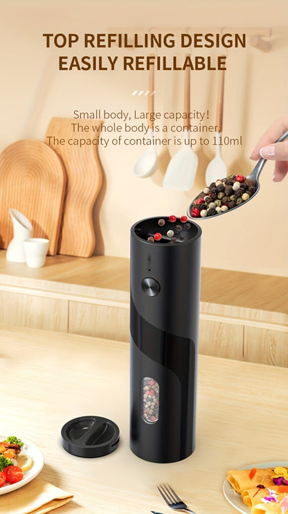 Electric Salt and Pepper Grinder Set with LED Light, Rechargeable Automatic Salt Pepper Mill, Adjustable Coarseness 3.72oz Large Capacity, Kitchen BBQ Restaurant Outdoor Wedding Gift