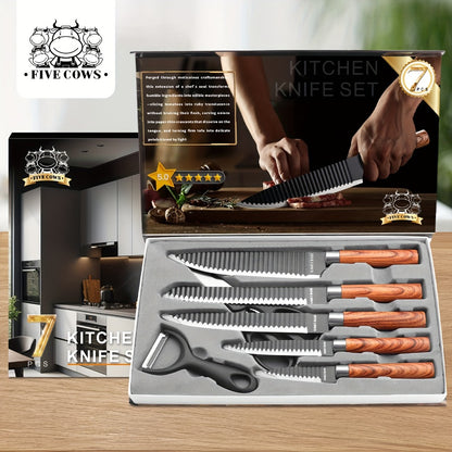 Kitchen Knife Set High Carbon Steel Hand Forged Chef Knives with Case Non-Stick Black Blade Butcher Cleaver Meat Cutting Vegetable Chopping Camping BBQ Outdoor Holiday Gift