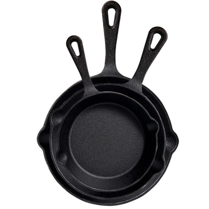 Cast Iron Skillet Set Uncoated Frying Pan with Drip Spout Heavy Duty Pre-Seasoned Cookware for Frying Stir-Frying Baking Stovetop Oven Safe 3 4 5 Piece