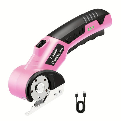 Electric Scissors Rechargeable Cordless - USB-C Charging, Battery Indicator, Portable Power Cutter for Fabric, Leather, Carpet & Cardboard, Handheld Electric Trimmer for Sewing, Crafting & DIY Projects