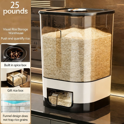 Airtight Rice Container with Measuring Cup | Large Capacity Moisture-Proof Rice Dispenser for Rice, Grains, Flour, Pet Food – BPA-Free Kitchen Food Storage