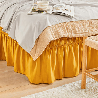 Ruffled Bed Skirt with Adjustable Elastic - Twin Full Queen King, 15-Inch Drop, Machine Washable, 30 Colors