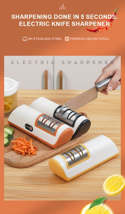 Electric Knife Sharpener 2-Stage – Automatic Professional Kitchen Knife Sharpener with Built-In Guides & Sanding Wheel for All Knives, Santoku, Fillet, Chef & Hunting Blades