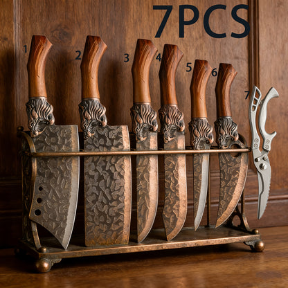 Kitchen Knife Set Professional Forged Stainless Steel Chef Knife Set with Boning Knife Slicing Knife Carving Knife Fillet Knife Butcher Knife Scissors Ultra Sharp Durable Meat Fish 4pc 7pc