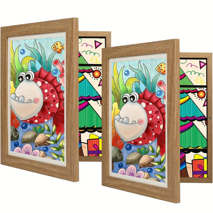 Kids Artwork Frame Front Opening Changeable 8.5x11 Children Art Display Picture Frame Holds 100+ Pieces for Drawing Crafts Photos 2 Pack 4 Pack Wood White