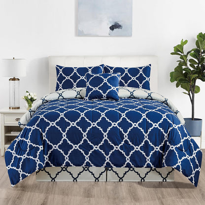 5-Piece Comforter Set – Down Alternative Reversible Quilted Bedding with Bed Skirt & Pillow Shams, Twin Queen King, All Seasons – 13 Colors