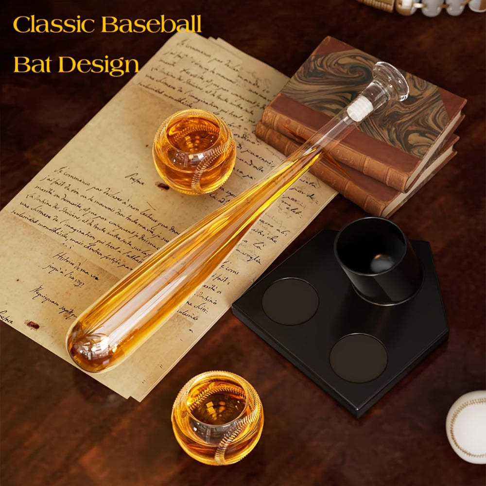 Baseball Bat Whiskey Decanter Set with 2 Glasses – 20oz Liquor Decanter Gift Set for Men, Dad, Boyfriend, Coach