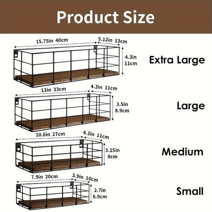 Floating Wall Shelves Set, Wall Mounted Storage Shelf Organizer for Bathroom Bedroom Living Room Kitchen, Multi-Size Space-Saving Wall Rack Decor