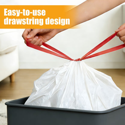 13 Gallon Trash Bags Drawstring Expandable Puncture Tear Resistant Leak-Proof Deodorizing Fresh Lemon Scent Super Durable Kitchen Garbage Bags for Kitchen Garden Large Trash Bins White 20 55 110 165 Count