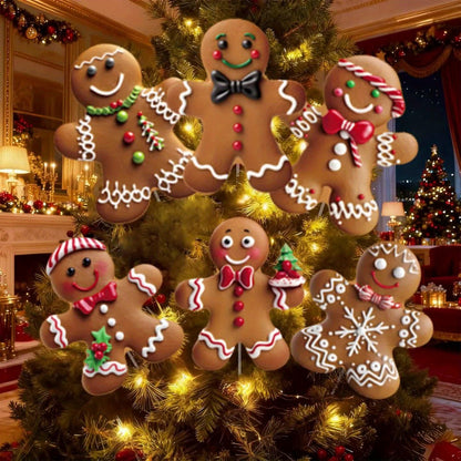 Christmas Tree Ornaments 12pcs Gingerbread Man Decorations 2D Flat Funny Xmas Tree Hanging Decor with Loops – Christmas Tree Topper & Holiday Gift