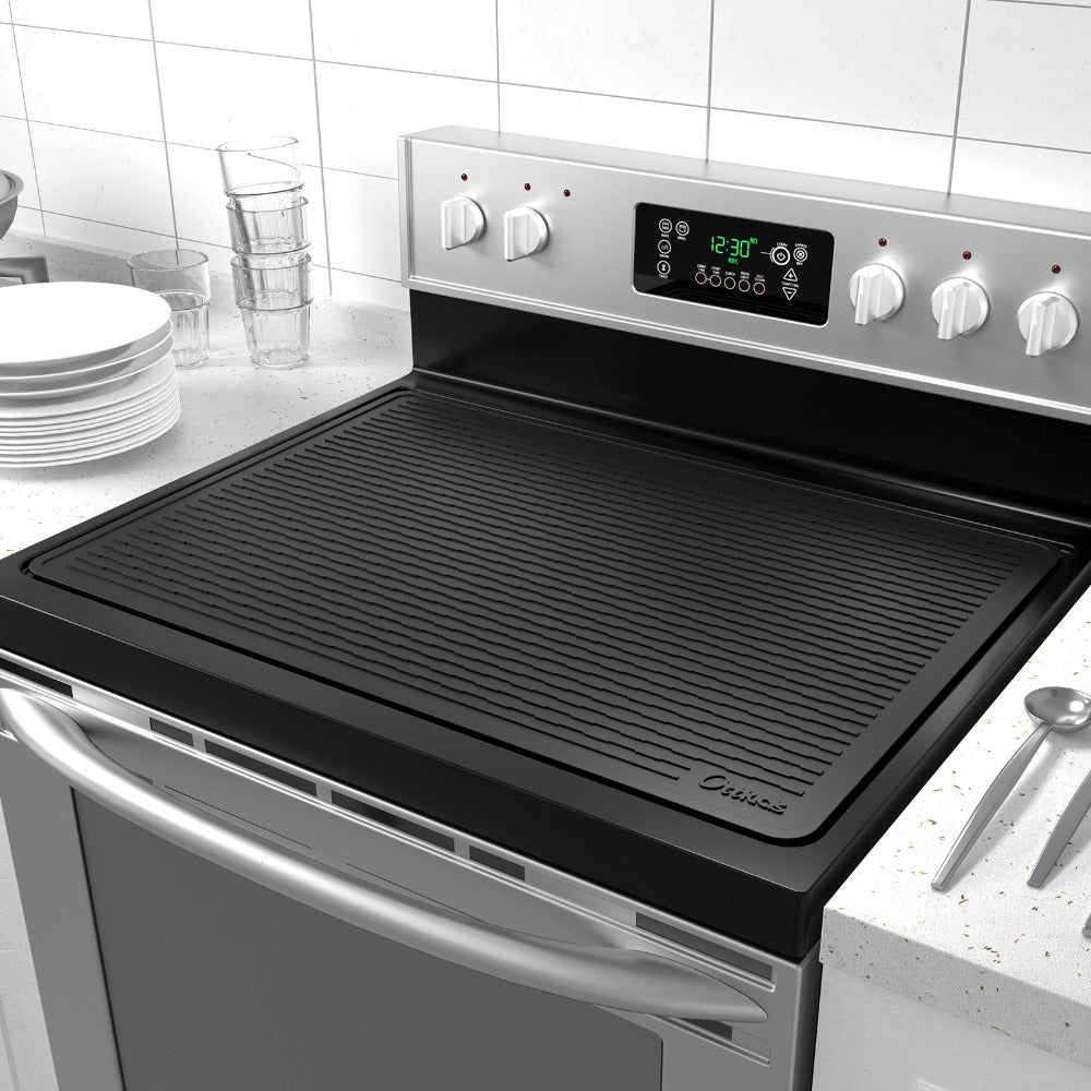 Silicone Stove Top Cover Mat 30x21in – Thick Anti-Slip Glass Cooktop Protector, Heat Resistant Electric Stove Cover, Kitchen Countertop Mat & Dish Drying Pad for Home & Restaurant