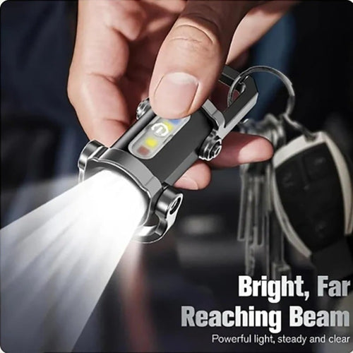 Mini Keychain Flashlight 4 Pack USB Rechargeable, 1200 Lumens 7 Modes Compact EDC Pocket Flashlight with Phone Charging Function, Clip-On Portable Torch for Hiking Camping Emergency Outdoor Survival