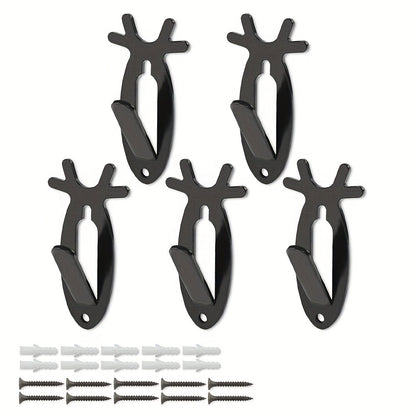 Deer Head Wall Hooks Set of 5 | Rustic Antler Wall Mount Coat Hook | Heavy Duty Steel | Entryway Bedroom Bathroom Balcony Home Decor