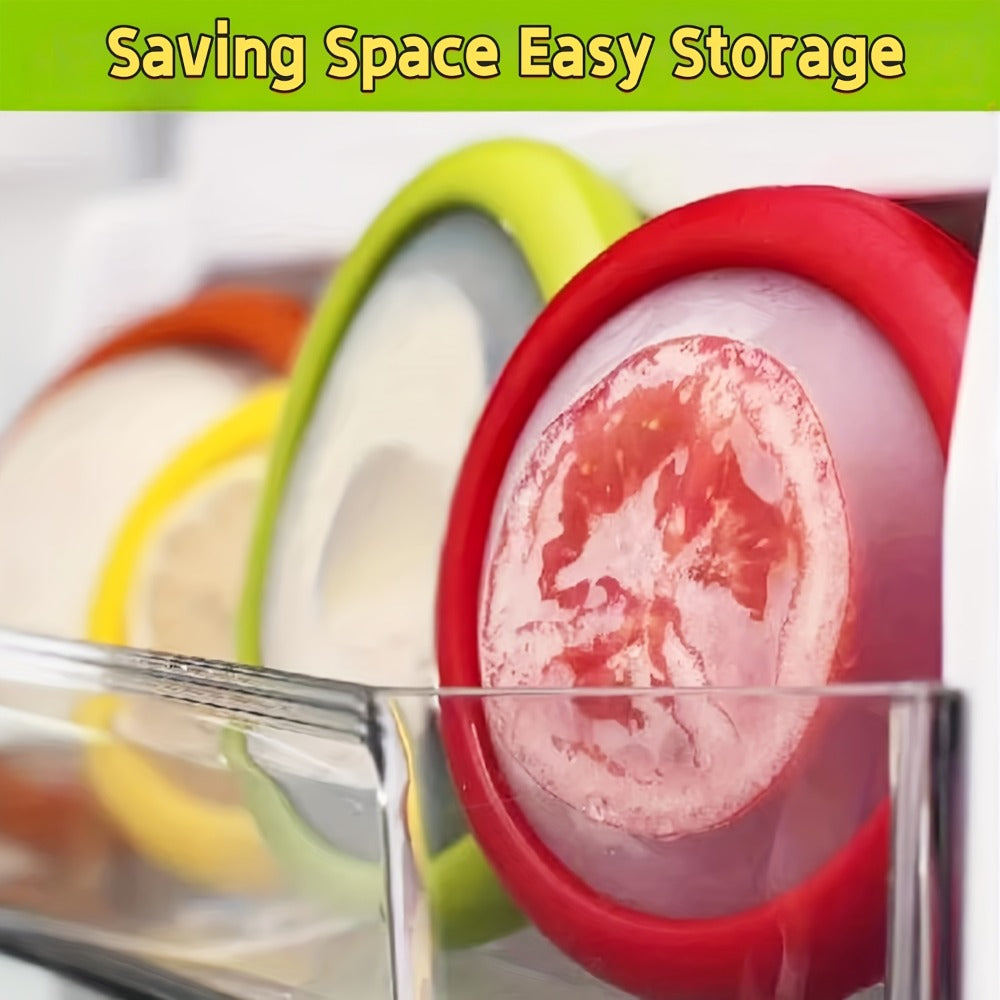Silicone Food Storage Container Set – Reusable Produce Saver for Avocado, Onion, Tomato, Lemon, Garlic & Potato – Fridge-Safe Vegetable & Fruit Preservation Boxes, Reduce Food Waste