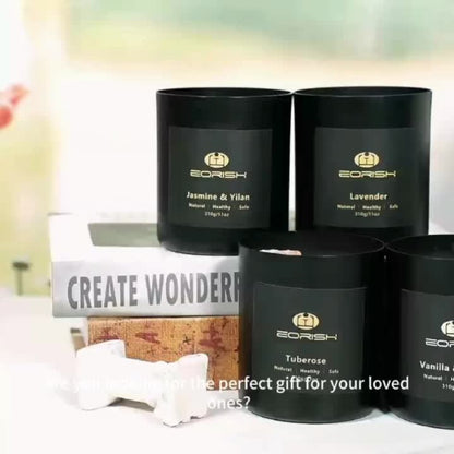 Scented Candle Gift Set 4 Candles 44oz with Crystal Stone Accents and 4 Heat-Resistant Coasters 70Hr Burn Lavender Jasmine Vanilla Amber Tuberose for Women Men Birthday Christmas Mothers Day Spa Gift