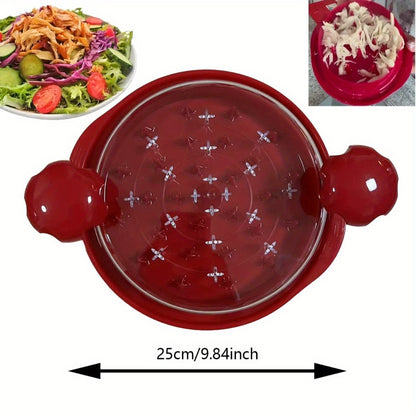 Chicken Shredder Tool with 360° Twist Handle, Large Meat Shredder with Anti-Slip Base, Ergonomic Grip, BPA-Free, Transparent Lid, Includes Heat Tongs & Cleaning Brush for Chicken Breast Pulled Pork