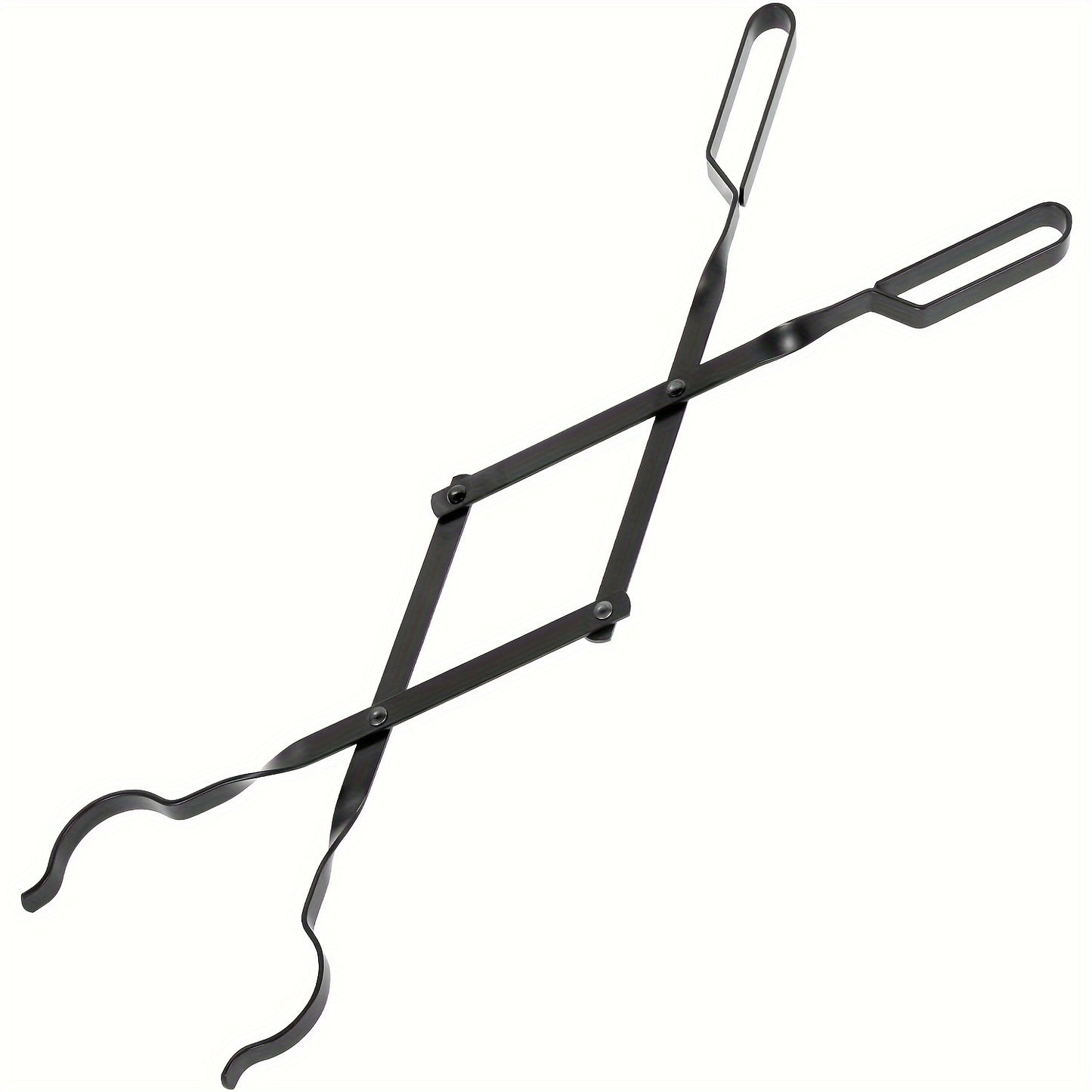 Fireplace Tongs 26 Inch Heavy Duty Wrought Iron Log Tongs, Foldable Firewood Tongs with Stainless Steel Tip, Fire Pit Tongs for Campfire, Stove, BBQ, Indoor and Outdoor Fire Pit Accessories