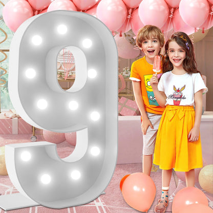Marquee Number Lights 4 Feet Tall LED Light Up Numbers 0-9 20 for Birthday Party Anniversary Graduation Decoration 11 Colors 3 Flash Modes Foam Board String Lights Included