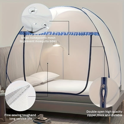 Mosquito Net for Bed Pop Up Bed Canopy 360° Protection Portable Foldable Yurt Mosquito Net with U-Shaped Zipper Ruffled Design Anti-Mosquito Indoor Bedroom Canopy Gray Blue Multiple Sizes