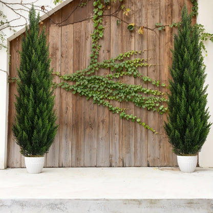 Artificial Cedar Topiary Tree UV Resistant – Potted Fake Cypress Tree for Front Porch, Entryway & Living Room – Evergreen Faux Cedar Plant for Indoor Outdoor Home Decor, Yard & Garden – 2FT 3FT 1 or 2 Pack