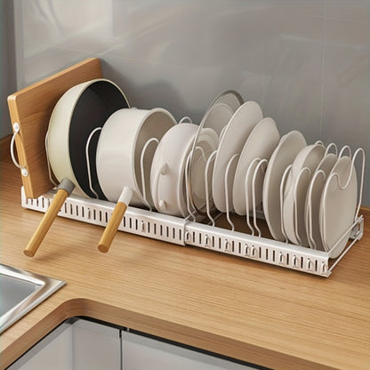 13-Shelf Metal Kitchen Storage Rack Organizer – Extendable Cookware & Utensil Shelf for Cabinet, Countertop, Sink – Freestanding Kitchen Cabinet Organizer with Golden Tube Design