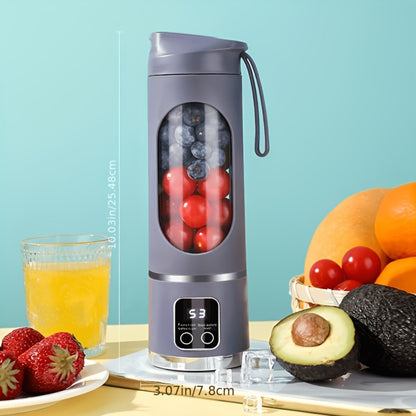 Portable USB Rechargeable Blender with LED Display – 15oz Personal Smoothie Blender for Shakes, Milkshakes & Fresh Juice, Compact Mini Blender for Home Gym Office & Travel, BPA-Free Cup