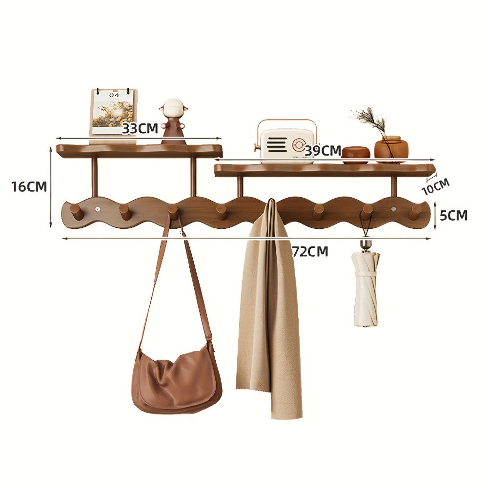 Wall Mounted Coat Rack Wooden Hook Rail with 4 or 8 Hooks Entryway Organizer for Coats Hats Bags Keys Decorative Wood Wall Hook Strip