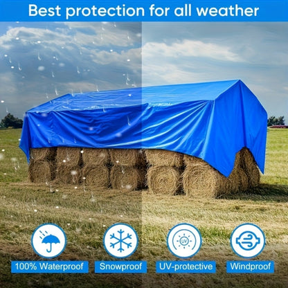 Heavy Duty Tarp Waterproof UV Resistant Tarpaulin – Thickened PE Double-Sided Blue Orange Rainproof Sun Shade Cover with Grommets & Rope for Outdoor Camping Garden Vehicle Boat Protection