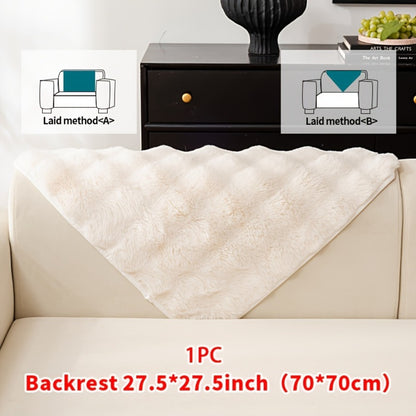 Faux Rabbit Plush Sofa Cover Winter Warm Thickened Anti-Slip Pet Friendly Cushion Protector for Living Room Bedroom Office 1 2 3 4 Seater