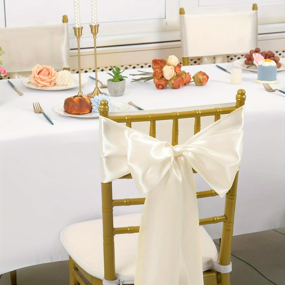 100pcs Satin Chair Sashes Bows for Wedding Banquet Party Event Decoration – 13 Colors, 18×275cm