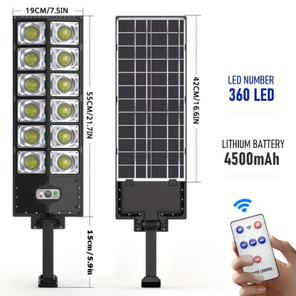 Solar Street Light Outdoor IP65 – High Brightness Wide Angle Dusk to Dawn Solar Powered with Remote Control for Parking Lot, Yard, Stadium & Plaza (58 / 90 / 192 LED)