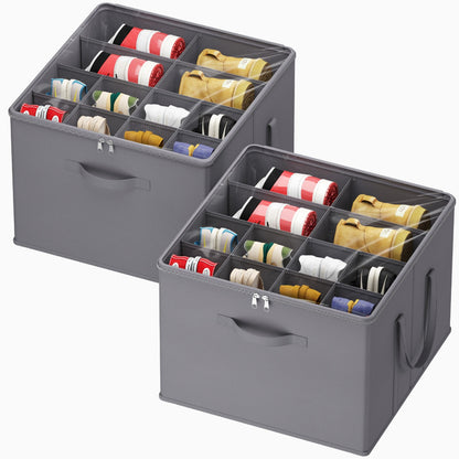 Shoe Storage Organizer with Clear Cover – Foldable Shoe Box for Closet, Fits 12-16 Pairs, Reinforced Handles, Dust-Proof Non-Woven Fabric, Space-Saving Stackable Design for Boots Heels Sneakers, 1/2/3 Pack