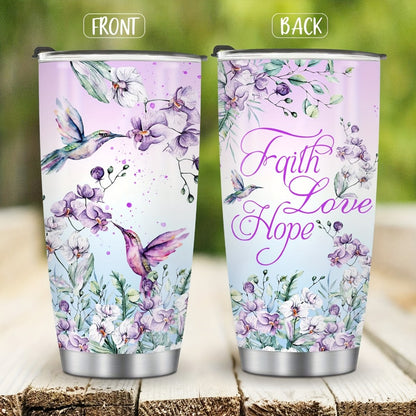 Hummingbird Flower Vacuum Insulated Travel Tumbler 20oz – Gift for Mom Grandma Sister Daughter Birthday Valentine's Day