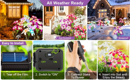 Solar Garden Lights Blooming Lily Flower | 7 Color Changing LED | Waterproof Outdoor Solar Stake Lights | Yard Patio Pathway Gravestone Decor | 2 4 12 Pack Solar Flower Lights