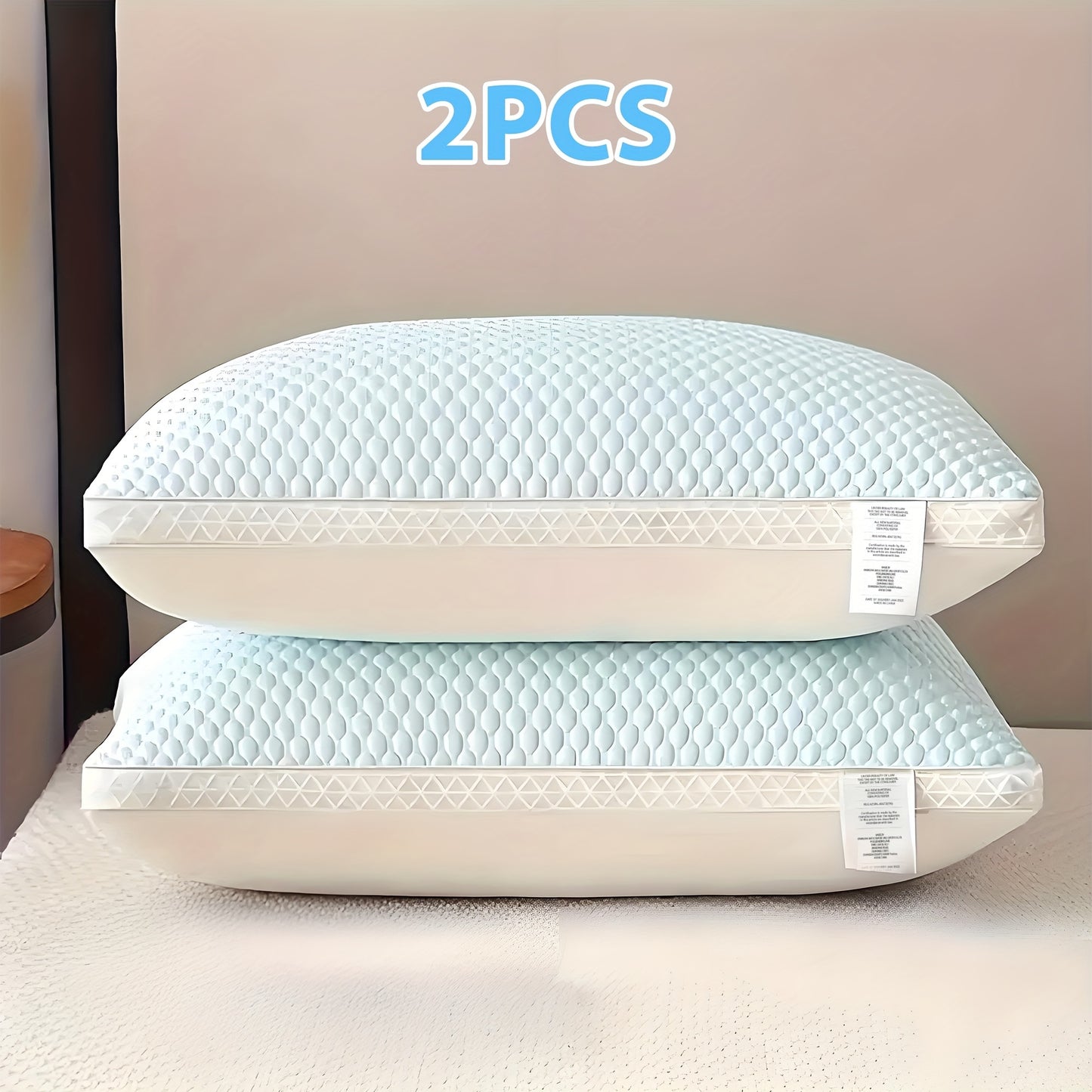 Cooling Bed Pillows 2-Pack – Neck Support for Side, Back & Stomach Sleepers | Machine Washable | Soft Polyester Fill | Perfect for Bed, Sofa & Dorm