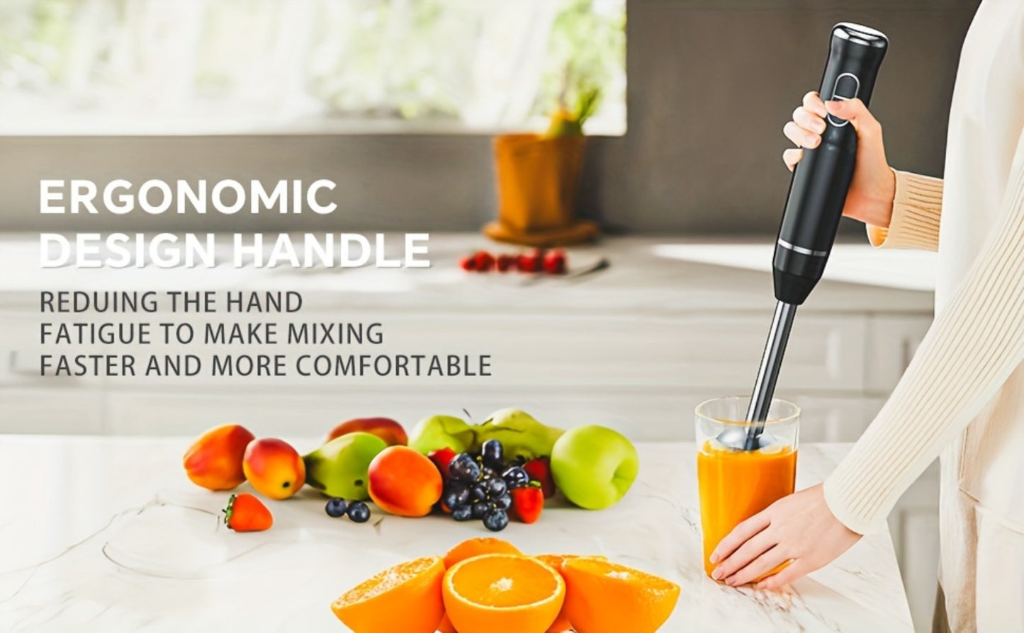 Immersion Blender 400W Handheld Stick Mixer with 2 Speeds & Turbo Mode 304 Stainless Steel Blades – Corded Hand Blender with Detachable Base for Soup Smoothie Puree Baby Food