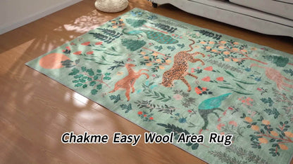 Animal Print Area Rug Jungle Tiger Non-Slip Soft Thin Colored Rug for Living Room Bedroom Playroom Daycare - Black Green Pink 5x7 6x9 8x10 9x12 ft Indoor Floor Carpet