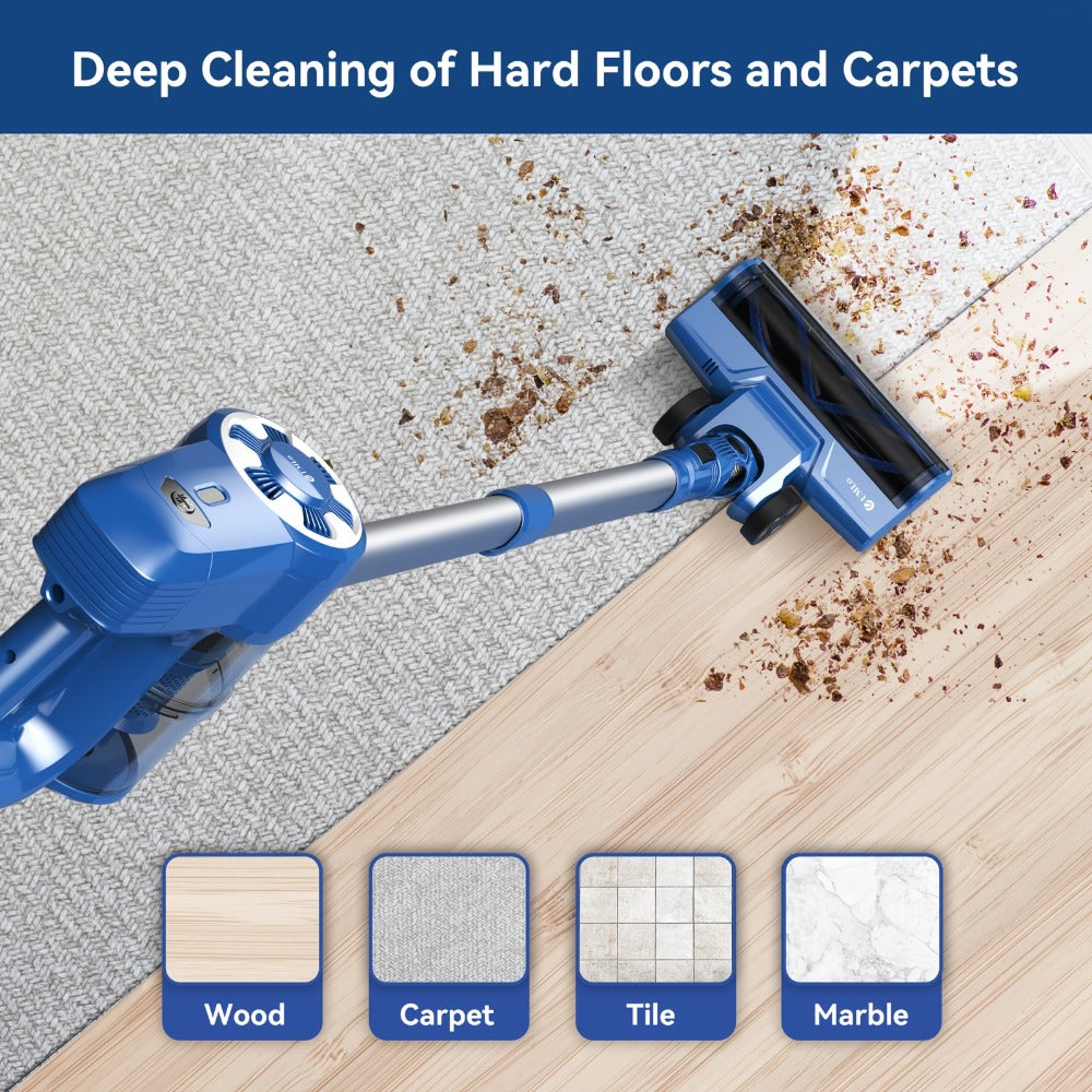Cordless Vacuum Cleaner Stick Vacuum – MAX 70Kpa Suction, 45-Min Runtime, Anti-Tangle, 50.72oz Dust Cup, Rechargeable Wireless Vacuum for Hardwood Floor, Carpet & Pet Hair